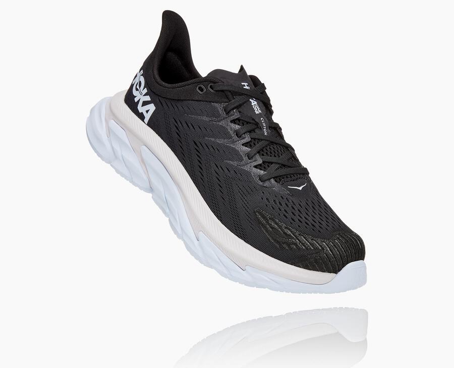 Hoka One One Clifton Edge - Men Running Shoes - Black/White,Australia EKB-649758